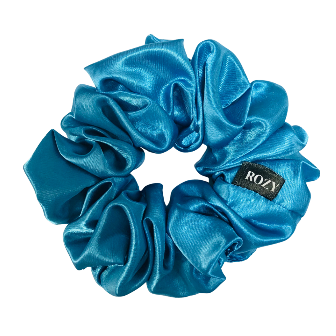 Chouchou satin pour cheveux - taille M Céleste