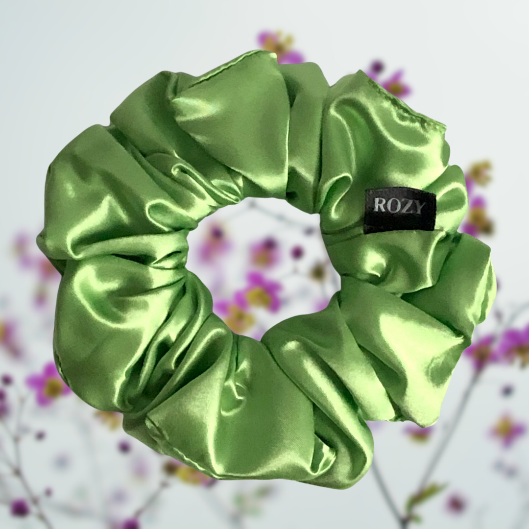 Chouchou satin pour cheveux - taille M Lime