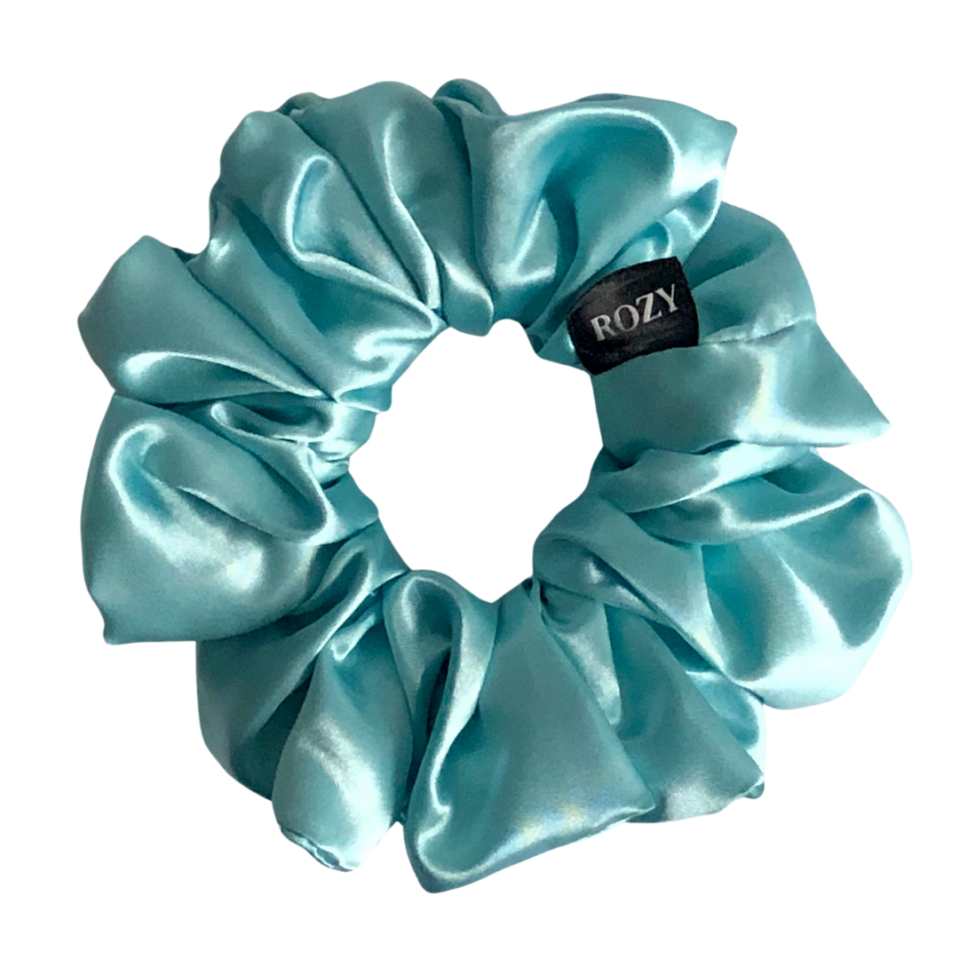 Chouchou satin pour cheveux - taille M Aqua